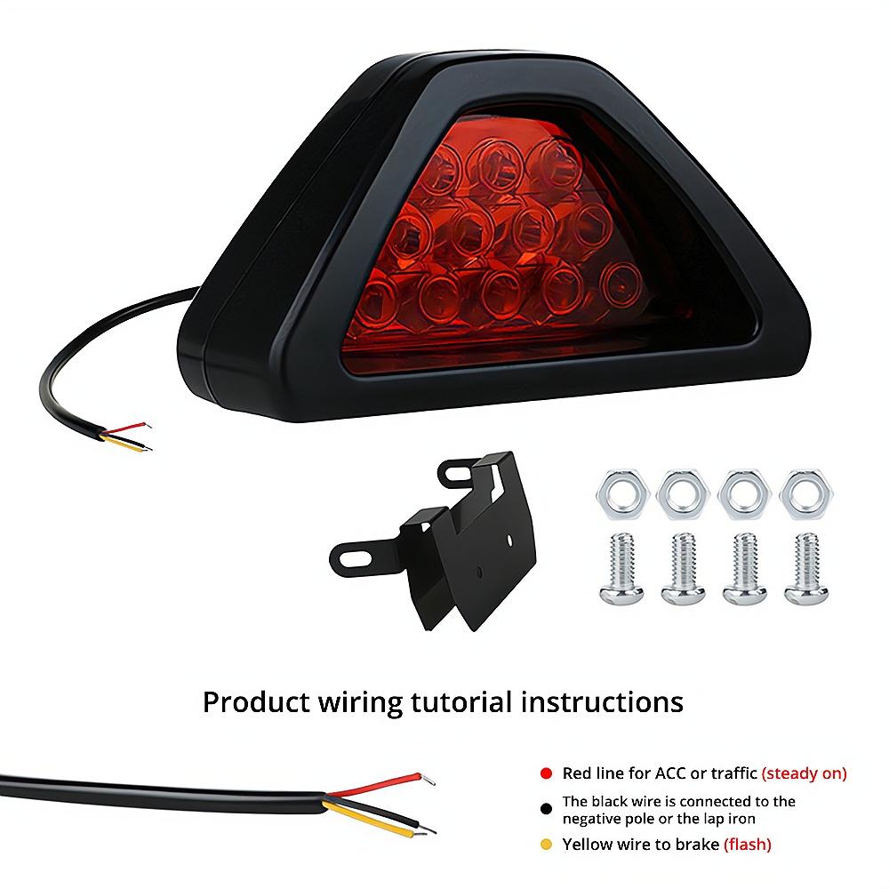 2PCS Car Ail Motorcycle Tail Pilot Signal Lamps Accessories 12V LED Rear Fog Light Triangle Red Led Brake Strobe Warning Lamp