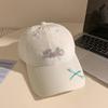 Letter Embroidered Baseball Cap for Women Showing Face with Small Big Brim Korean Casual Soft Top Bow Sun Protection Baseball Hat