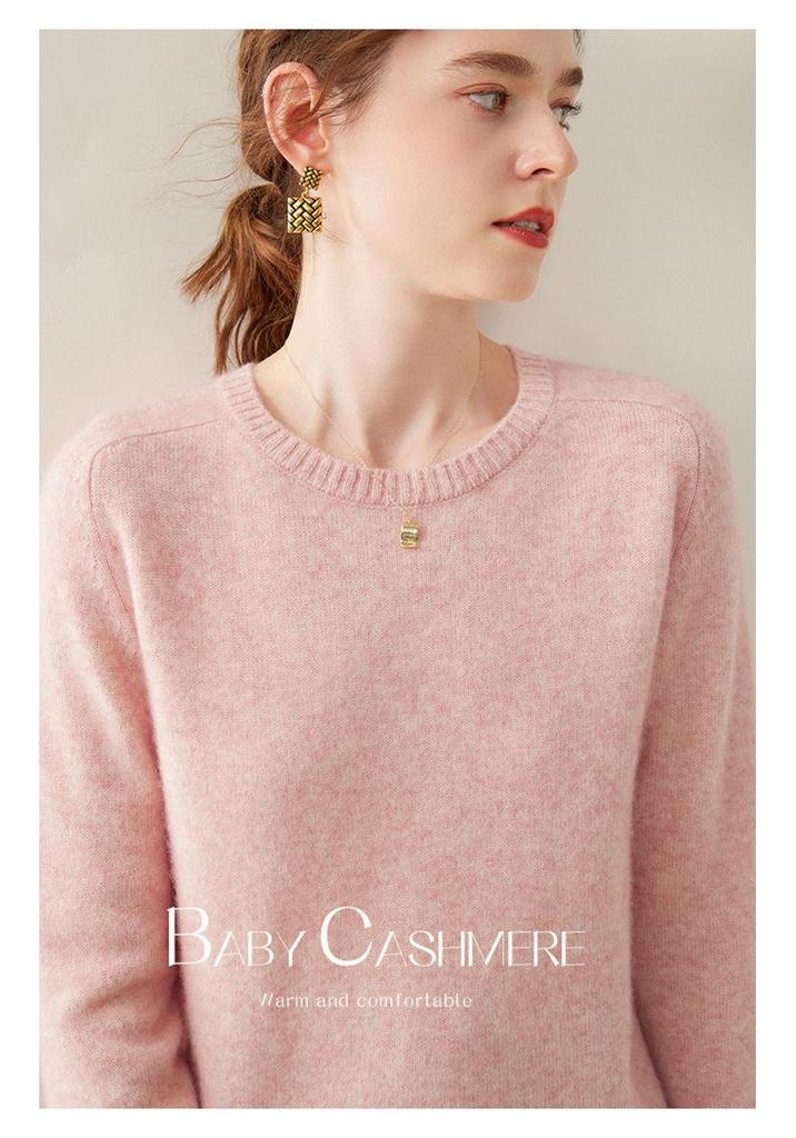Women's Plus Size Round Neck Cashmere Sweater - Short Style, Thickened Knit Base Layer for Autumn & Winter, 2025 Edition.