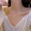 Colier la modă cu perle de apă dulce cu două straturi: Lanț de claviculă strălucitor, în stil rece pentru femei