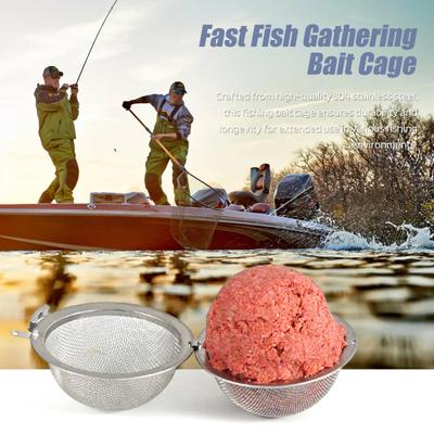 Stainless Steel Fishing Bait Cage Portable Fine Mesh Solid Lure Ball Holder Carp Fishing Accessories Fishing Enthusiasts Gift