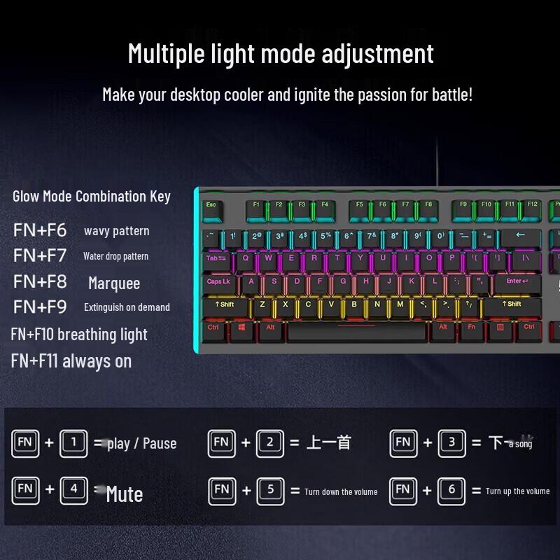 DAREU LK165 104-Key Wired Mechanical Gaming Keyboard