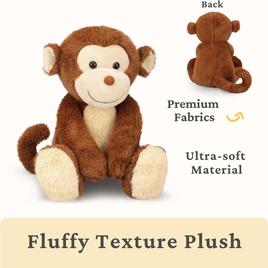 IKASA 32cm Niedliches Affen-Stofftier - Flauschig und kuschelig, ein tolles Geschenk für Ihre Familie oder Liebsten.