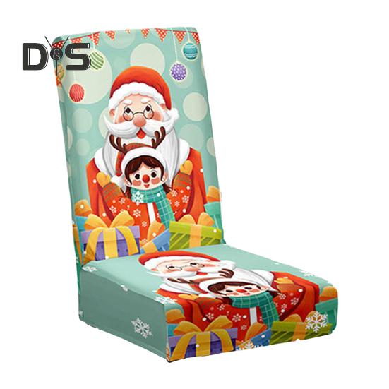 

Рождественский чехол для стула с защитой от пыли, мультяшный Санта-Клаус, снеговик, украшение для новогодней вечеринки, эластичная ткань, противоскользящие защитные чехлы для стульев F