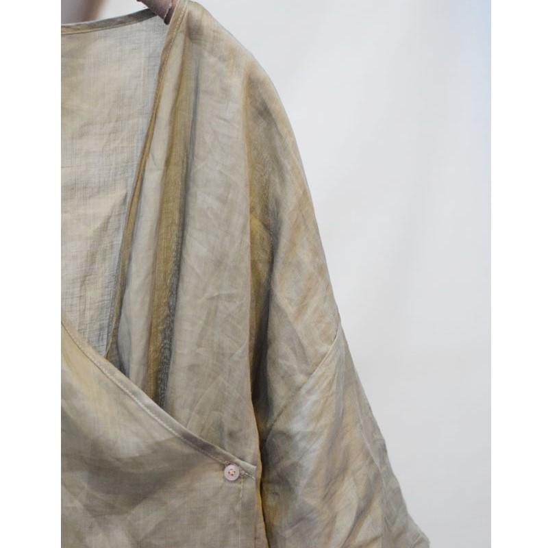 Johnature Frau Frühling Vintage Chinesischen Stil Hemd Spleißen Halbe Ärmel Einfarbig Hemd