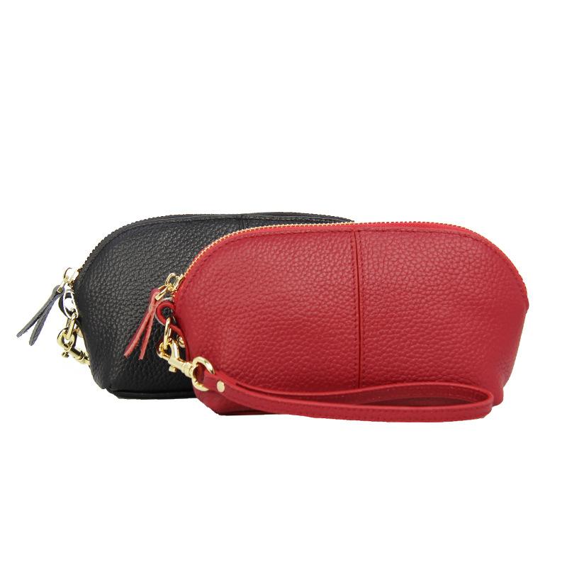 Women's Solid Color Clutch Leather Shell Bag Fashion Casual Leather Large-Capacity Wallet