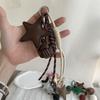PU Leather Star and Ball Pendant Love Heart Ring Keychain Women Bag Decoration Backpace Accessories for Daily Use Gifts
