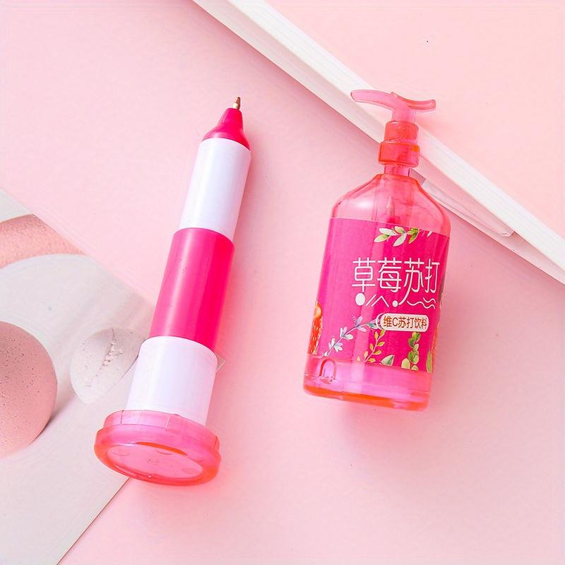 

Возвращение в школу, 10 шт., 0,5 мм, мультяшная банка для напитков, телескопическая шариковая ручка, милый канцелярский подарок, креативный дезинфицирующий крем для рук, шариковая ручка в форме розы красного