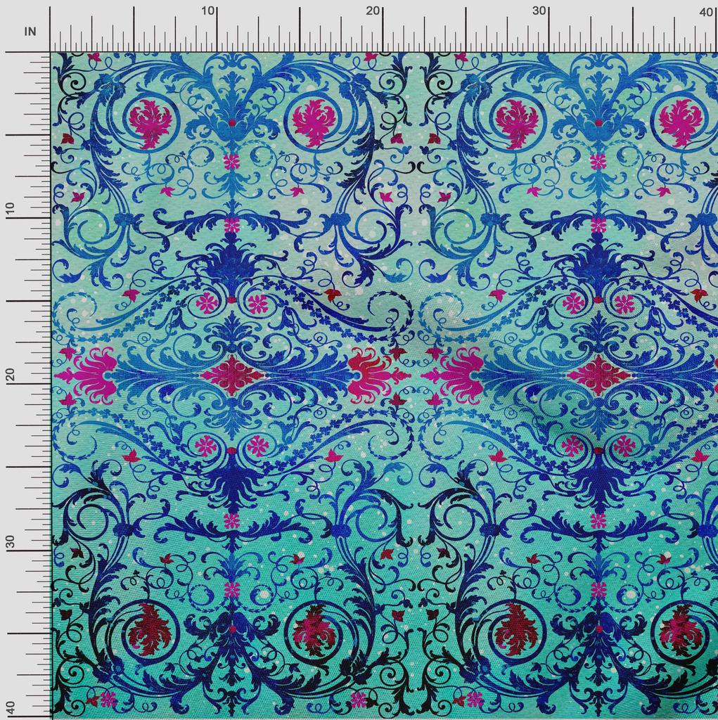 oneOone Cotton Flex Fabric Dot|Swirl & Floral Panel Print Fabric By The Yard 40 Inch