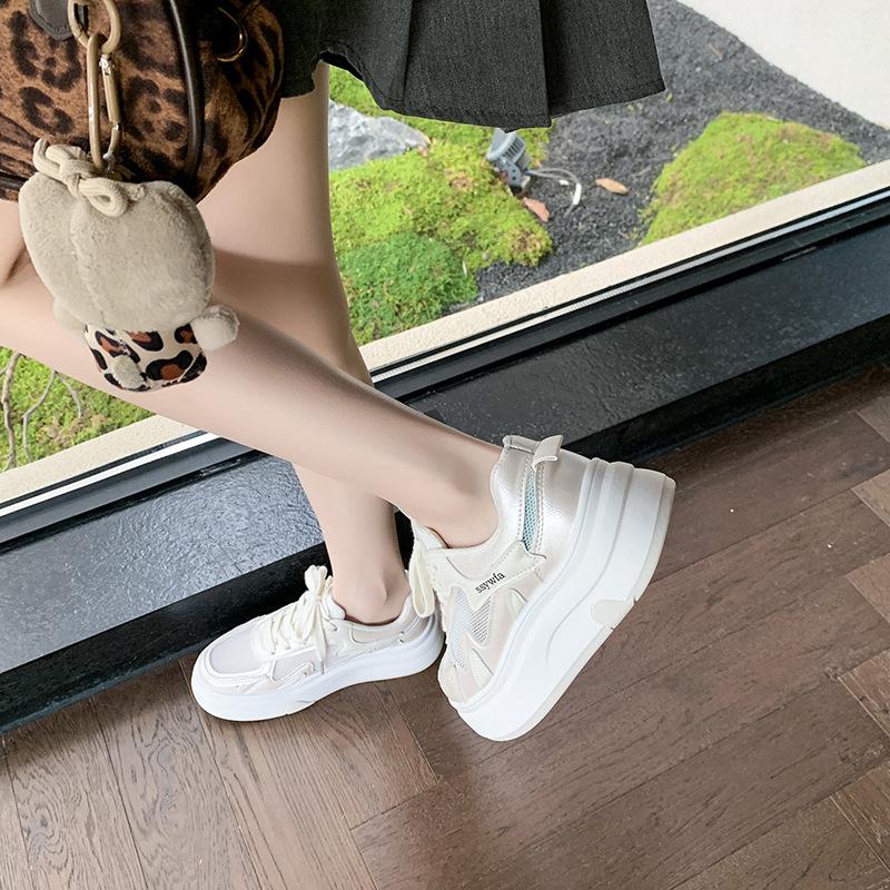 Mesh Versatile Little White Shoes Women's 2025 Summer and Autumn New Fashion Lace-up Comfortable Dad Shoes Breathable and Lightweight Casual Shoes