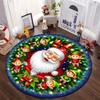 Christmas Round Rug, Santa Claus Train Gift Gingerbread Print Non Slip Floor Mat for Living Room Bedroom Home Decor