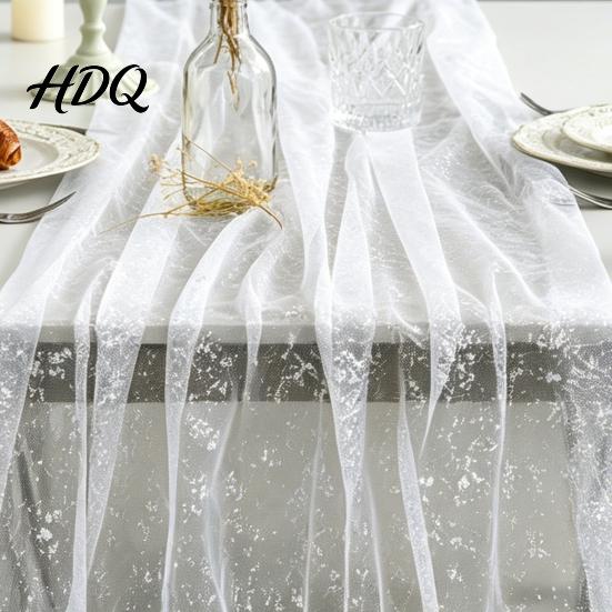 Sophisticated Table Decor Glittery Runner Sheer Flowing Tulle Elegant Runner for Home