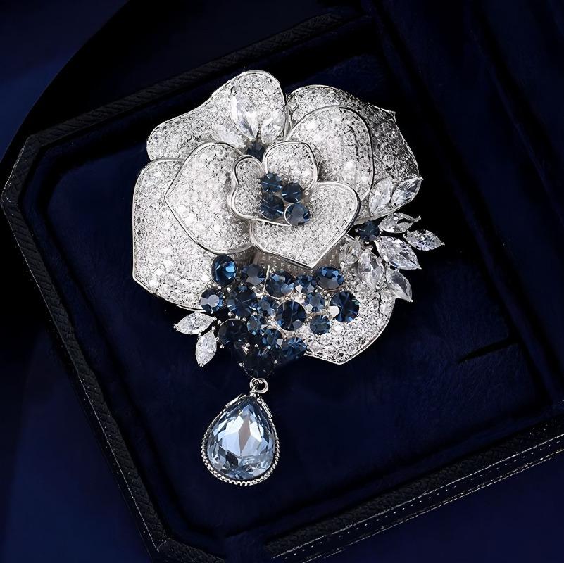 Glitrende Rose Brosje High-end Dame Utsøkt Brosje High-end Følelse Nisje og Lett Luksus Nål Tilbehør