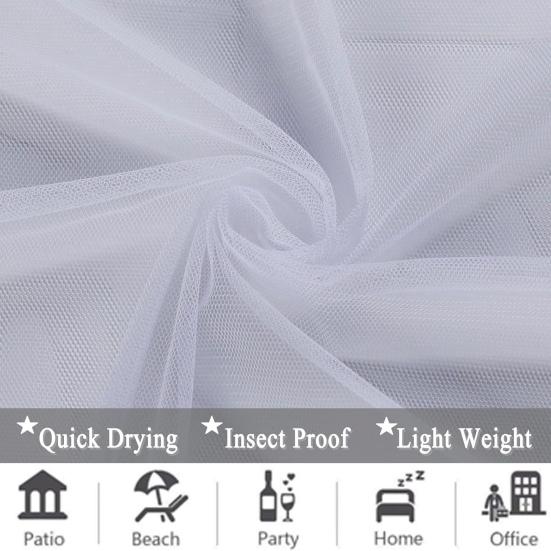 Extra Wide Outdoor Sheer Curtain Breathable Waterproof Voile Mesh Screen Lightweight Privacy Netting for Yard Patio Porch Balcony Pergola