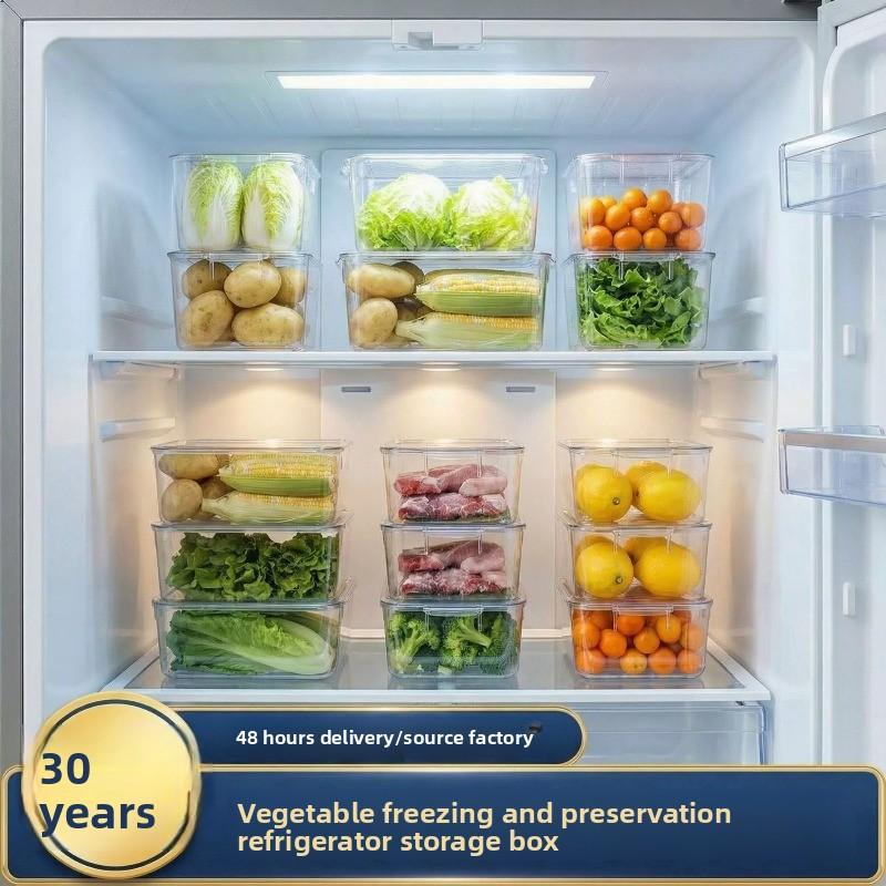 Organizador de cajón para refrigerador, caja de almacenamiento transparente para cocina y alimentos
