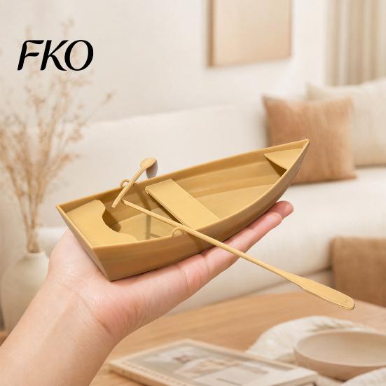 Minimalist Ornament 3D Printed Boat Figurine, Stable Ornaments with Paddle, Desktop Decoration Base Miniature for Home Office Display Creative