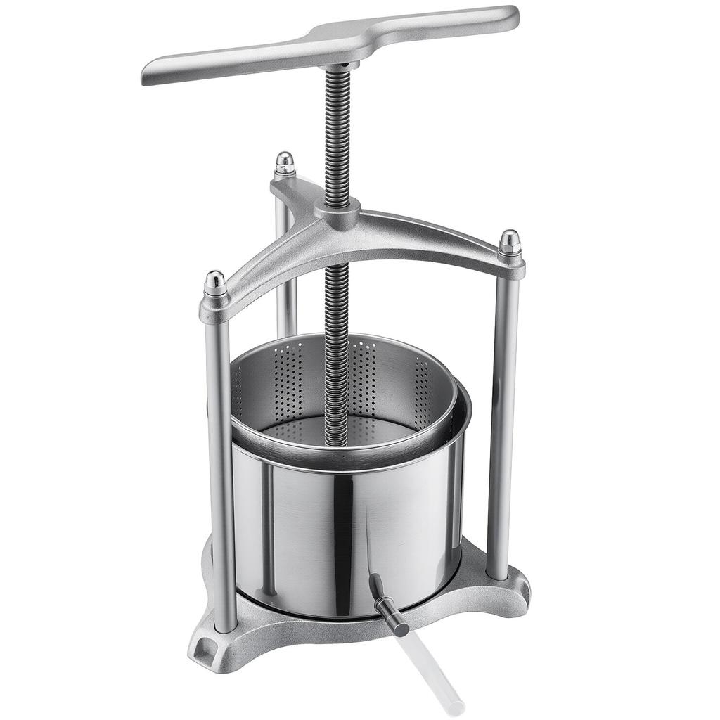 Fruit Wine Press, 1.6 Gallon/6L, Stainless Steel Manual Juice Maker with Powerful T-Shaped Handle, Juice Making for Apple/Grape/Orange/Berry,