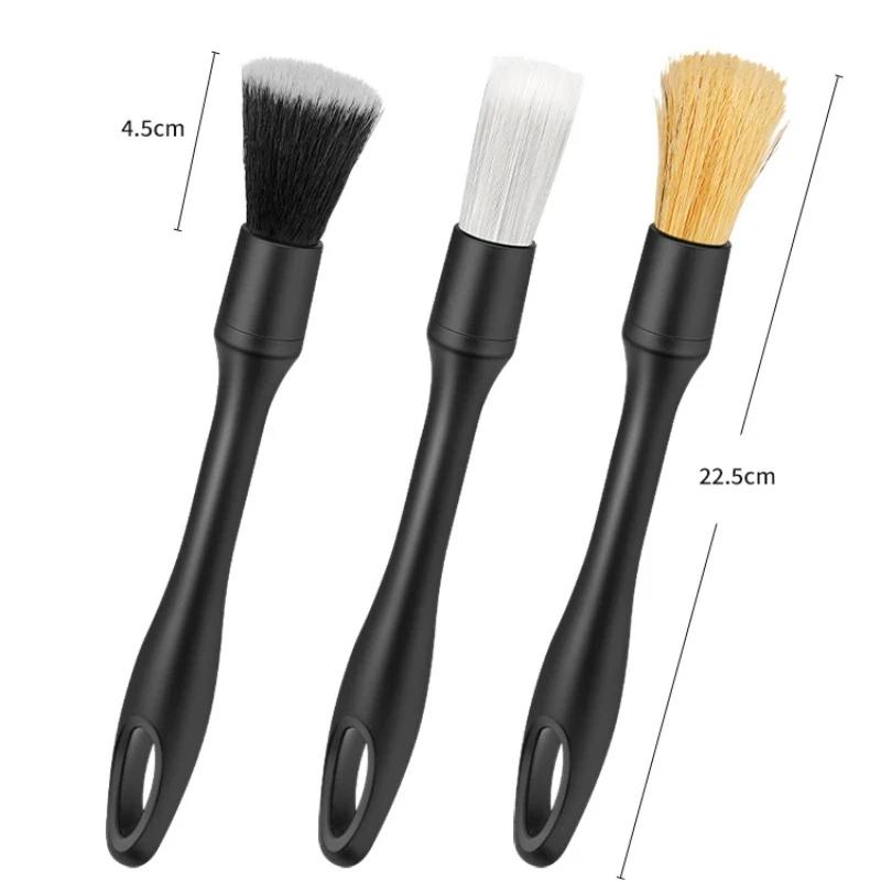 3PCS štětec na detaily do auta Super měkký štětec na detaily do auta se syntetickými štětinami Příslušenství ke štětcům na prachovky do auta