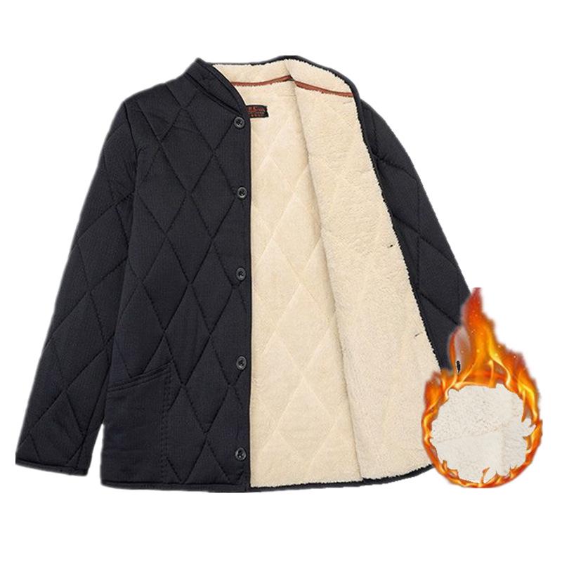 Men's Winter Warm Set: Cotton-Padded Jacket and Pants for Seniors – Fleece-Lined, Camel Down, Ideal for Dad or Grandpa.