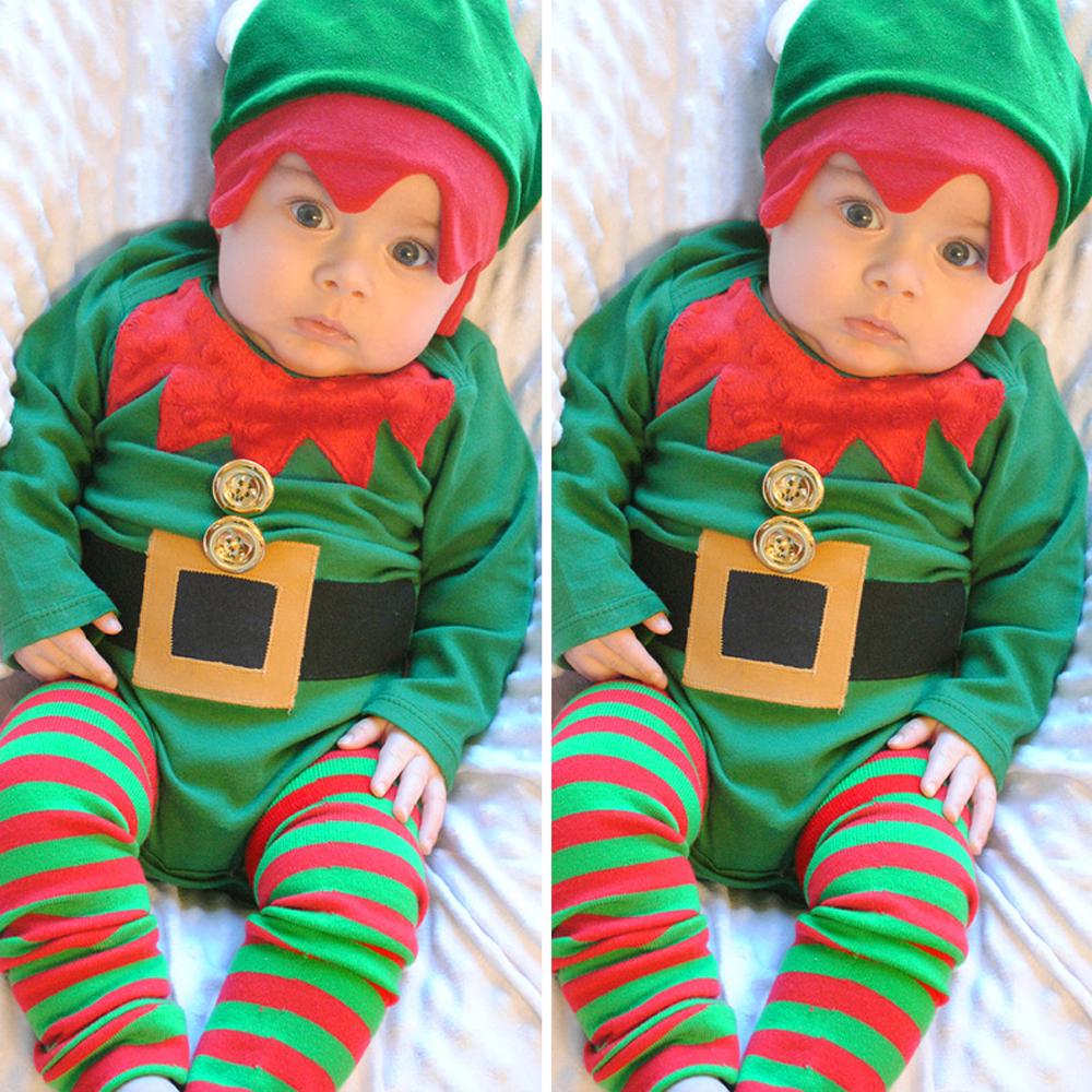 Christmas Costume Infant Baby Long Sleeve Green Santa Suit