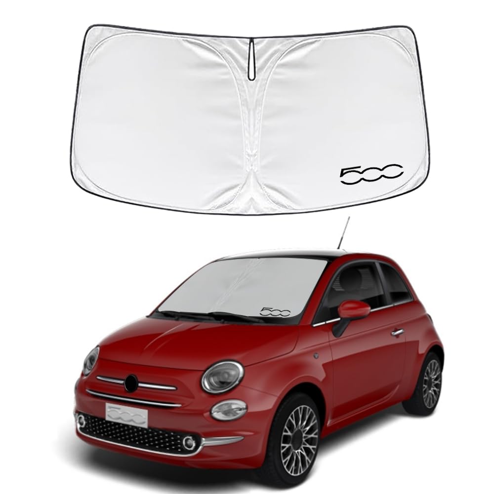 SAWAKAKI Fiat 500 Special Design 2008-2023 Sunshade for Windshields, Sun Protection, Heat Protection, Heat Protection, Compact Storage