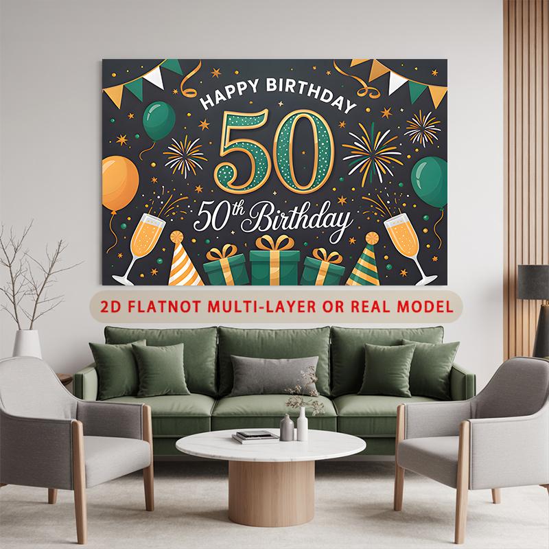 Party Backdrop Birthday Confetti 50th 50 Photo Booth Background Wall Decor