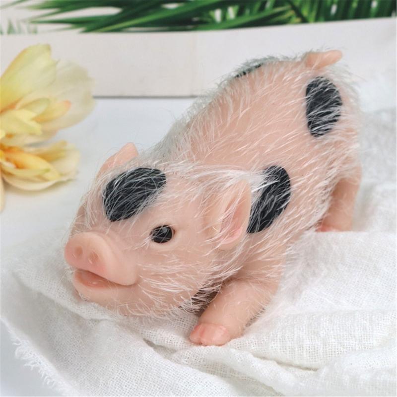 Mini Pig Figure Toy Cute Simulation Soft Silicone Animal Toy Kids Room Decors Reborns Pig Parenting Gift