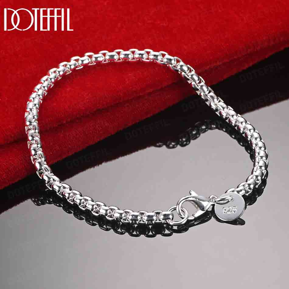 925 Sterling Silver 4mm Fashion Bracelet Wedding Jewelry