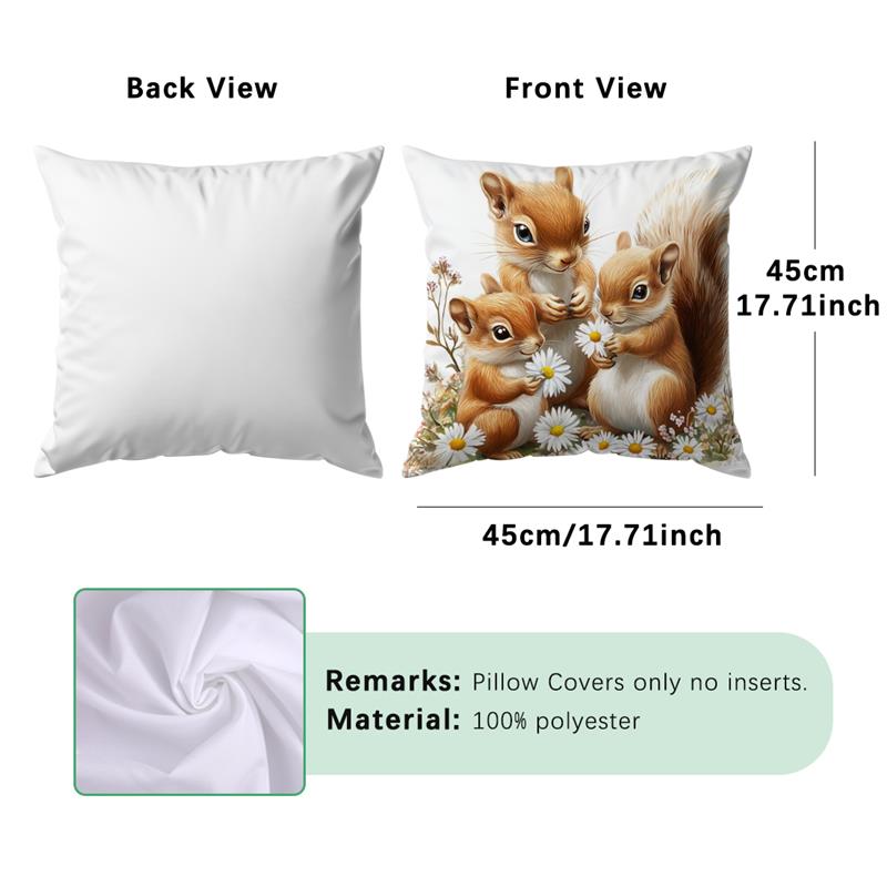 Eichhörnchen Blumen Gedruckte Dekorative Kissen Kissenbezug Polyester Kissenbezug Wurfkissen Sofadekoration Kissenbezug Zuhause