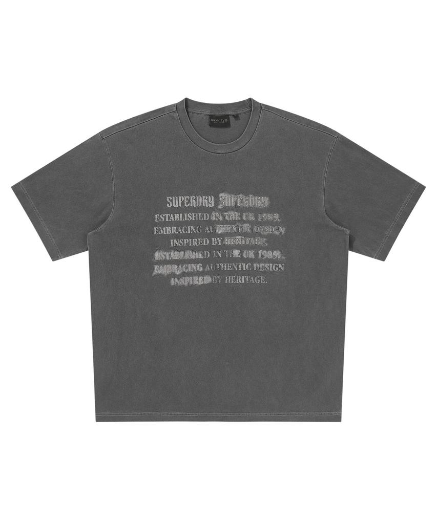 Syupeodeulai Vintage Lettering T-Shirt Charcoal Sduiscq41Chl