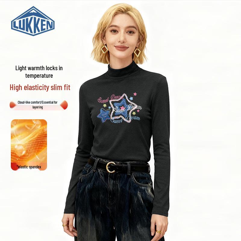 LUKKEN Women s Slim Fit Stand-Collar Long Sleeve Base Layer Top M