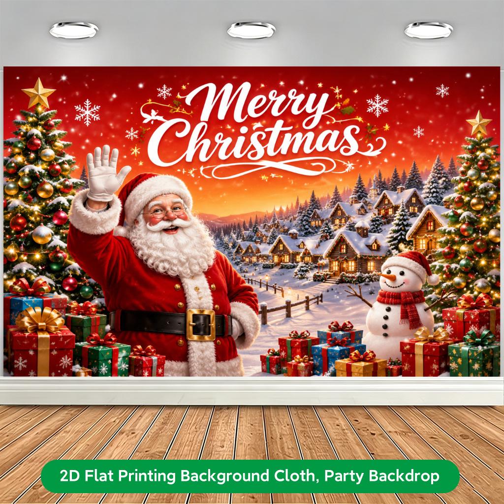 1Pcs Merry Christmas Santa Claus Gifts Decoration Background Winter Backdrop For Photo Studio Photo Booth Party