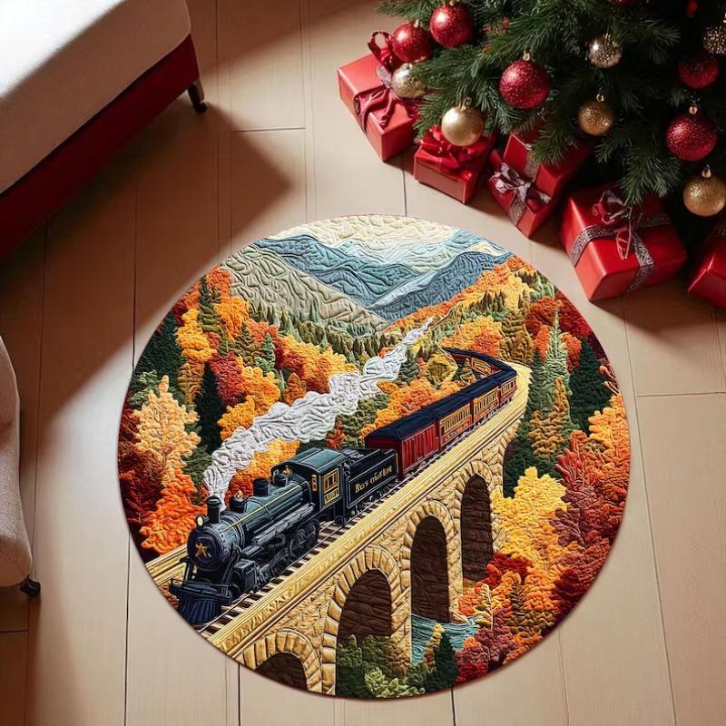 Epic Fantasy Dragon Rug Purple Serpent Coiled on Spiral Staircase Circle Carpet An Entrance To Another World Autumn Leaves Decor