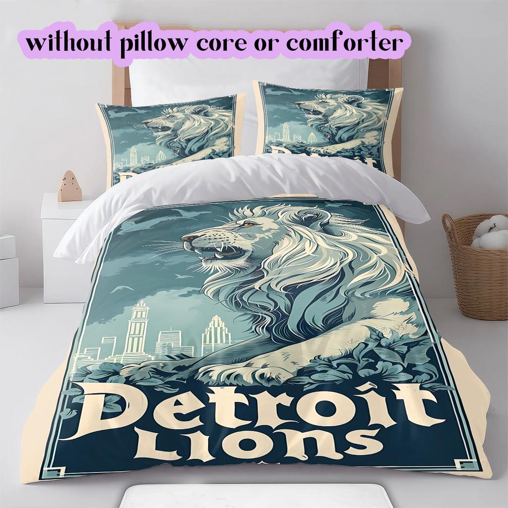 football Logo Pattern Bedding Quilt Set Quilt Cover Pillowcase Home Decoration Birthday Gift (1*duvet cover+ 2*pillowcase, without core)