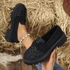 Chaussures Oxford en cuir pour femmes, escarpins tendance à enfiler, motif cachemire, talons carrés et plateformes, mocassins grande taille