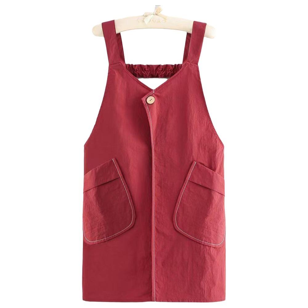 Anti-Stain Kitchen Apron Waterproof Vest-Style Apron Simple Cooking Apron  Catering Specific красный