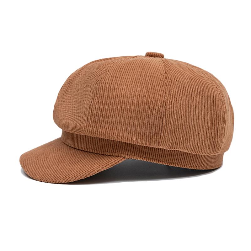 Autumn Winter Octagonal Cap Women Corduroy Cap Painter's Cap Beret