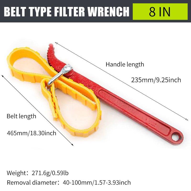 8/12 Inch Adjustable Belt Wrench Oil Filter Puller Removal Tool Strap Spanner Wrench Chain Wrench Strap Opener Disassembly Tool