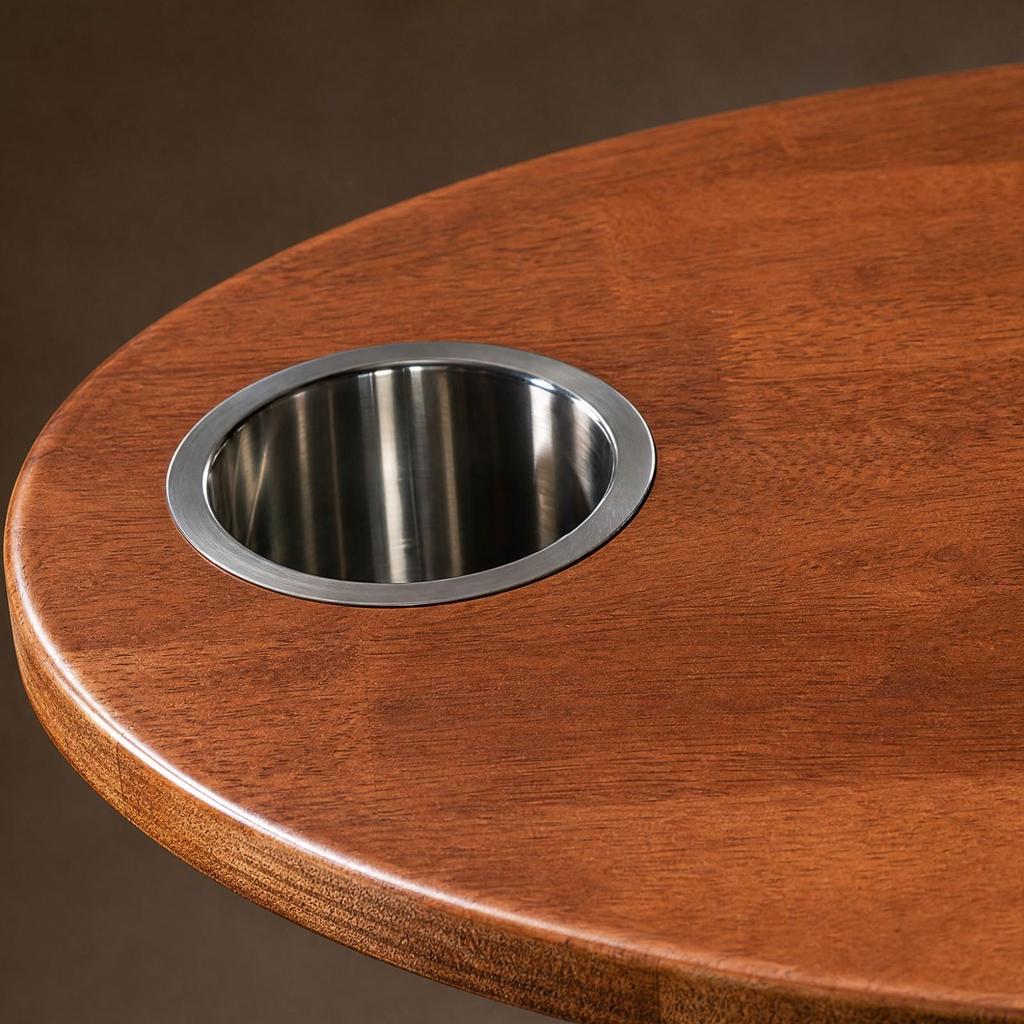 Oval Pedestal Table with Cup Holders Waterproof for Boats, RVs