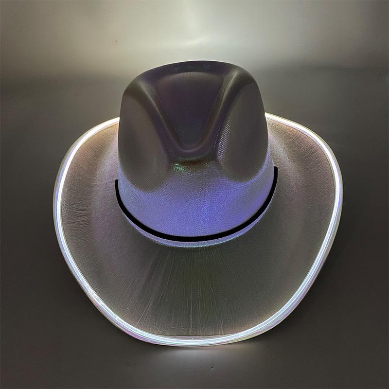 Iridescent LED Light-Up Cowboy Hat for Cosplay & Halloween