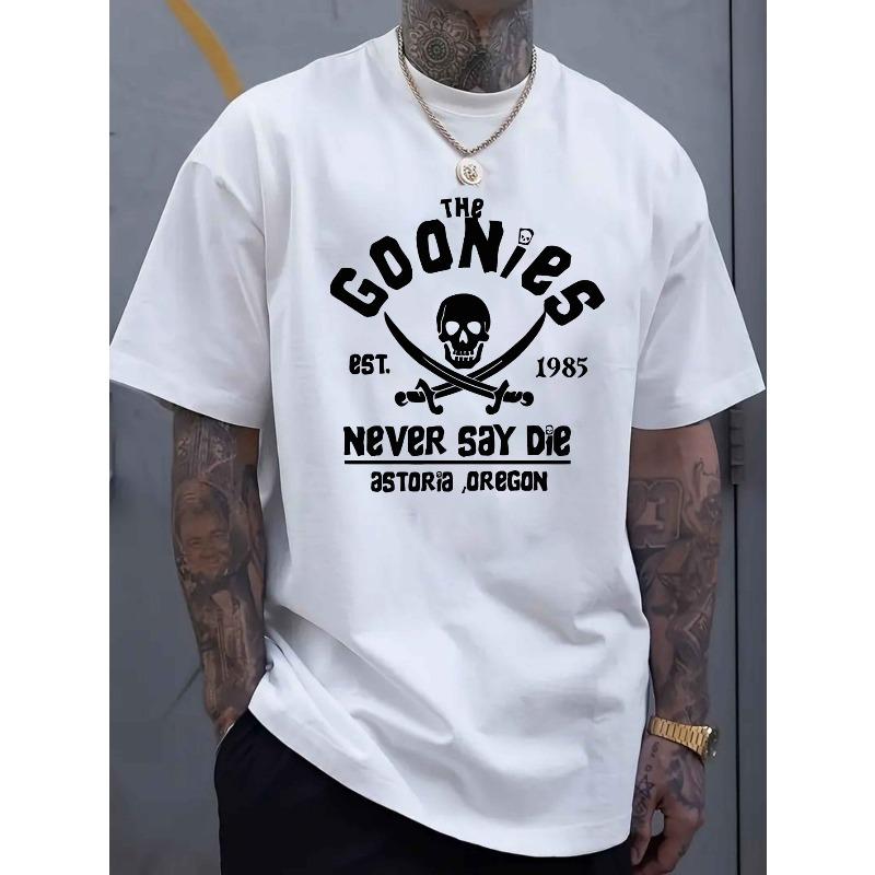 

European sizes Men s T-Shirt- Skull and Crossbones Pattern Loose Stretch Crew Neck Shirt- Official Adventure Theme Apparel- Plus Size Casual Top, 4XL