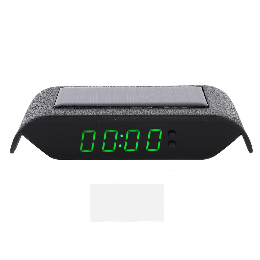 Car Digital Clock Auto Truck Solar Powered Time Date Temperature LCD Display Wiring FreeGreen Light