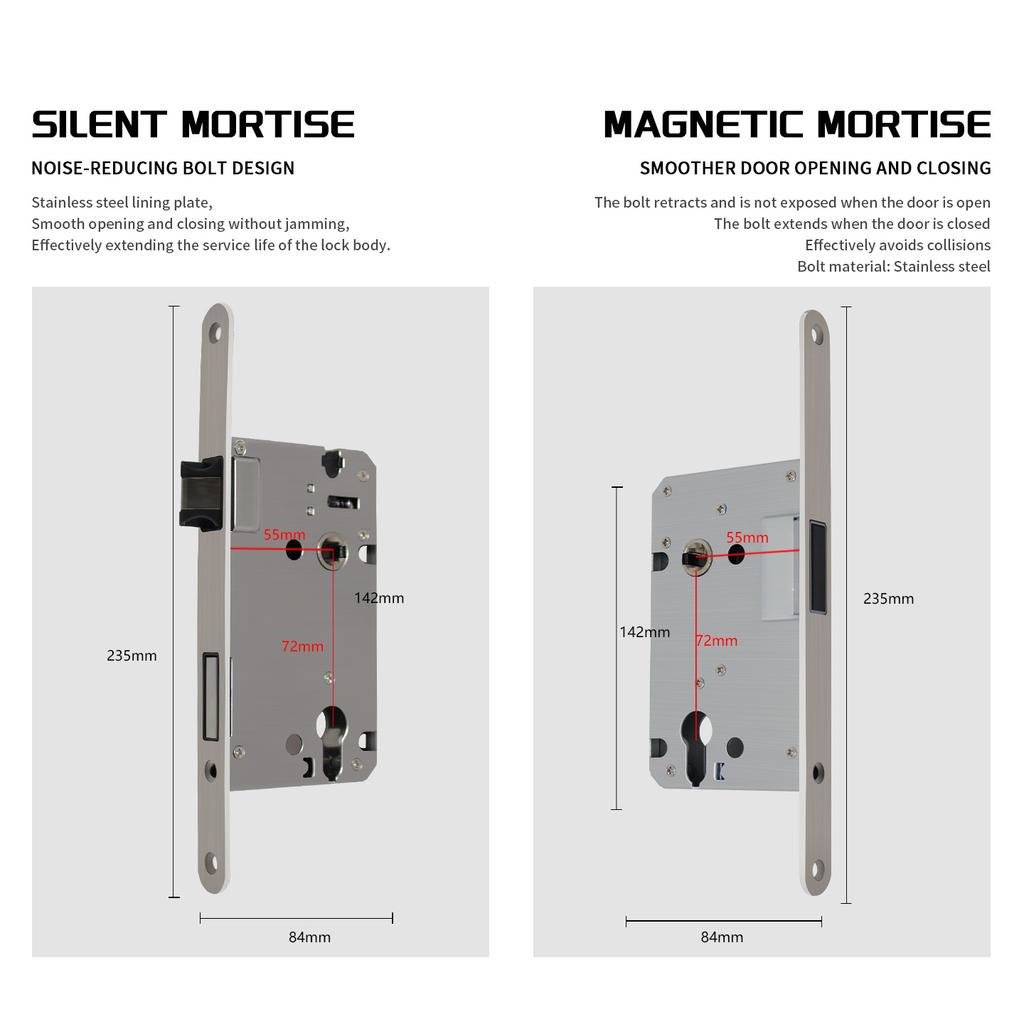 Modern Minimalist Wooden Door Handle and Lock Set for Household Indoor, Bedroom, Bathroom and Courtyard Wooden Doors
