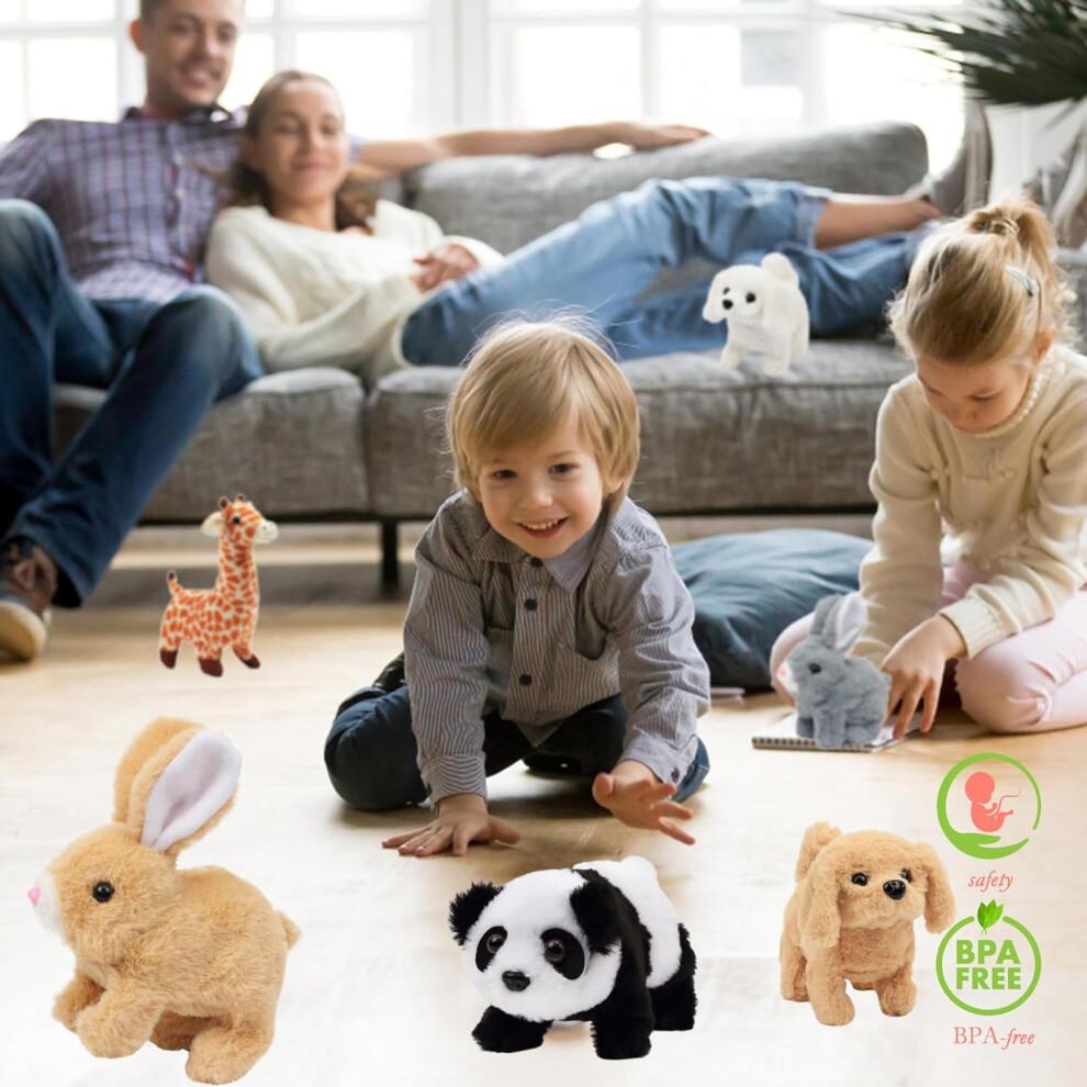 Hopping Rabbit Interactive Plush Bunny Toy with Sounds, Movements & Wiggle Ears – Compatible with Toddlers, Brown, 7"