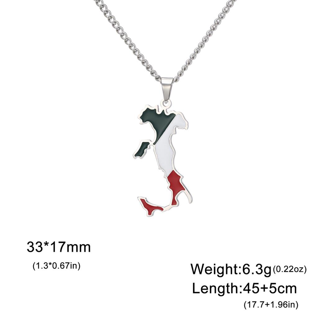 Collana Ciondolo Mappa Italia Bandiera Smalto Donna Acciaio Inossidabile Colore Oro Argento Nuovo Fascino Gioielli Patriottici Italiani Regali