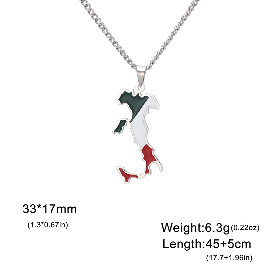 

Enamel Italy Map Flag Pendant Necklace Women Stainless Steel Gold Silver Color New Charm Italian Patriotic Jewelry Gifts