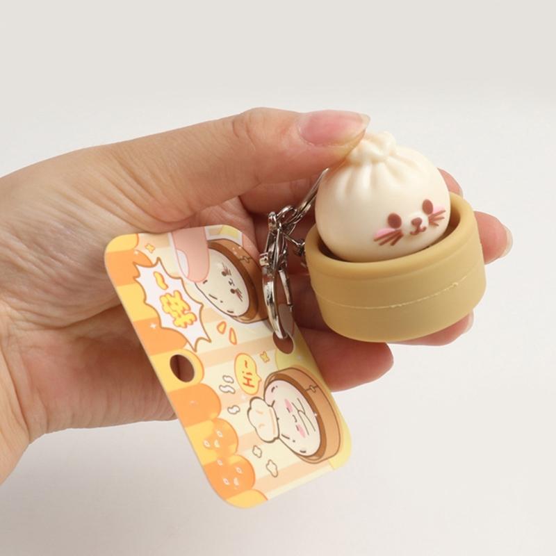 Miniatur-Simulation Suppenklößchen Schlüsselanhänger Stressabbau Quetschspielzeug Schlüsselhalter Sammlerstück Geschenk für Erwachsene und Kinder