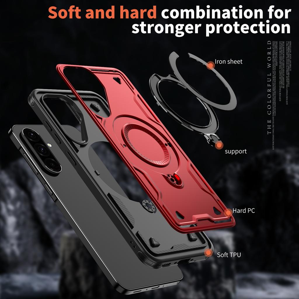 Dual Layer Shockproof Hard Cover For Samsung Galaxy A56 A55 A35 A15 A17 A14 A26 A36 A16 5G Ring Magnetic Fold Bracket Phone Case