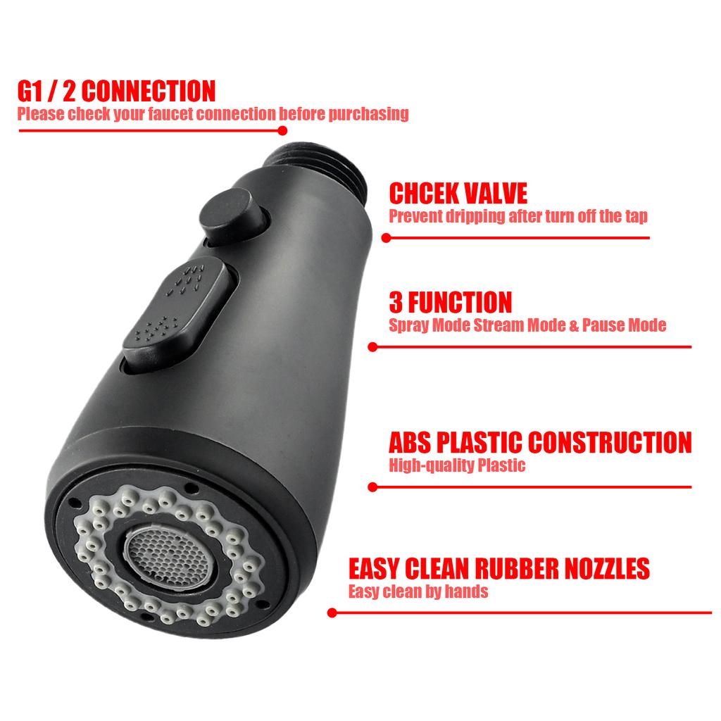 Pull Out Spray Shower Head Setting Kitchen Spare Replace Tap Sprayer Wide And Stream Sprays Faucet Sprayer Head Bathroom Parts