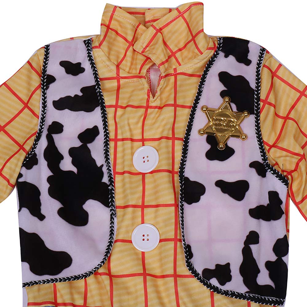 S&C Live cosplay Halloween Costume, Kids' Woody Costume for Boys, with Cowboy Hat, Bandana, and Yellow Floral Woody Costume, Perfect for Halloween,